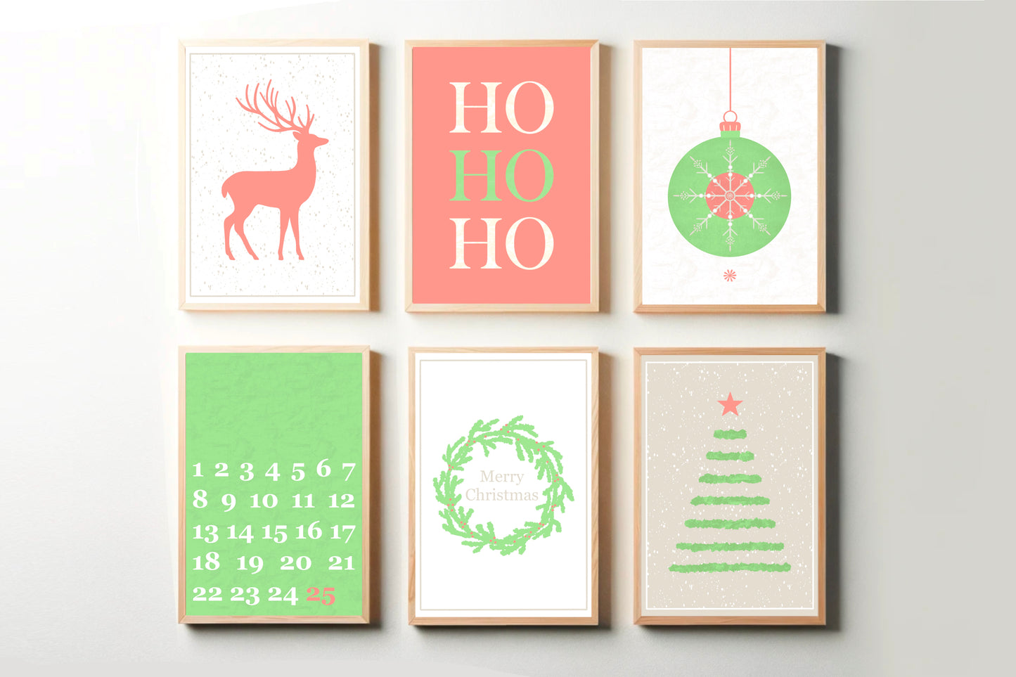 Bright Printable Holiday Wall Art | 6 Design Bundle | Modern Christmas Decor