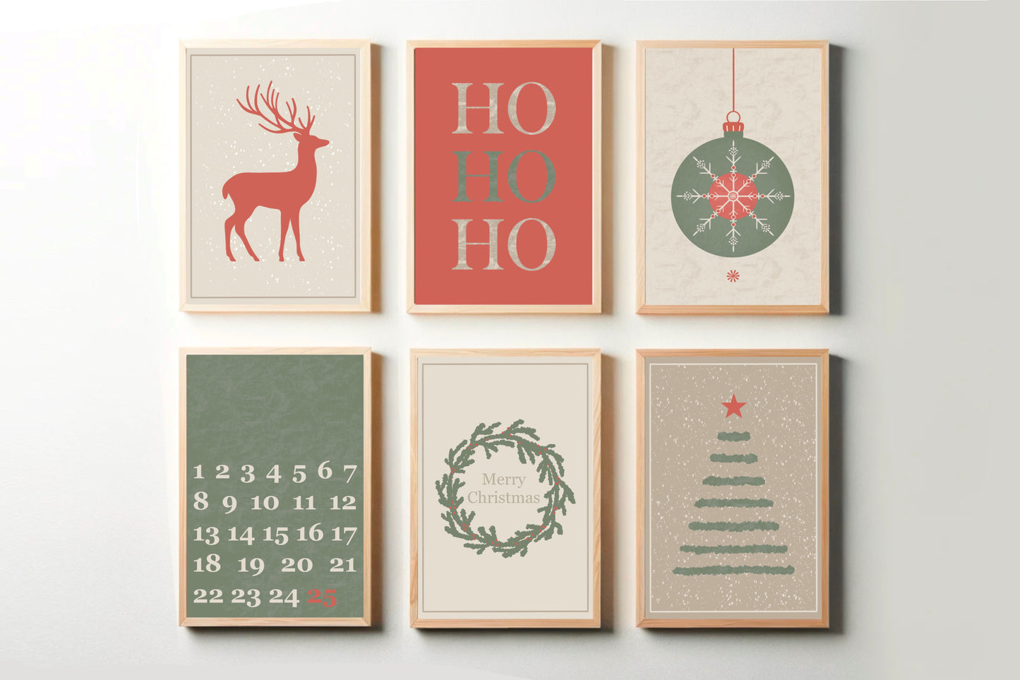 Classic Printable Holiday Wall Art | 6 Design Bundle | Cozy Christmas Decor